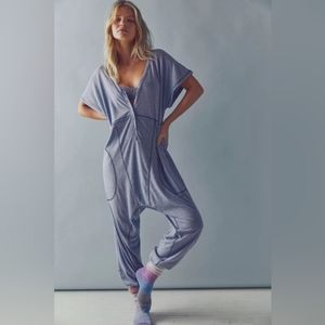 Free People Intimately Pillow Talk Henley Romper,slouchy,harem,